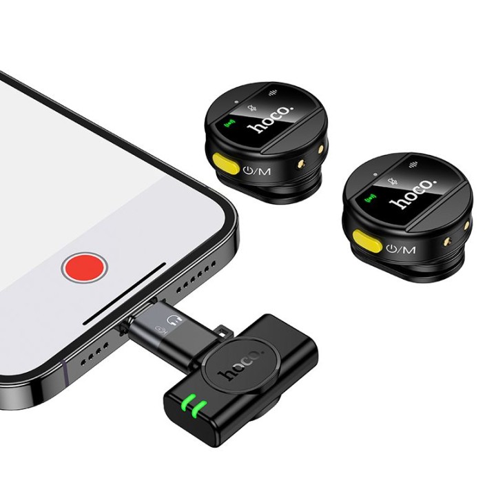 Бездротовий мікрофон 2 в 1 Lightning / USB C Hoco L22 чорний