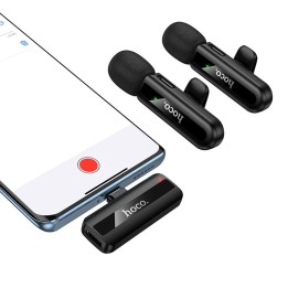 Dual wireless microphone Lightning / USB C Hoco L20A black