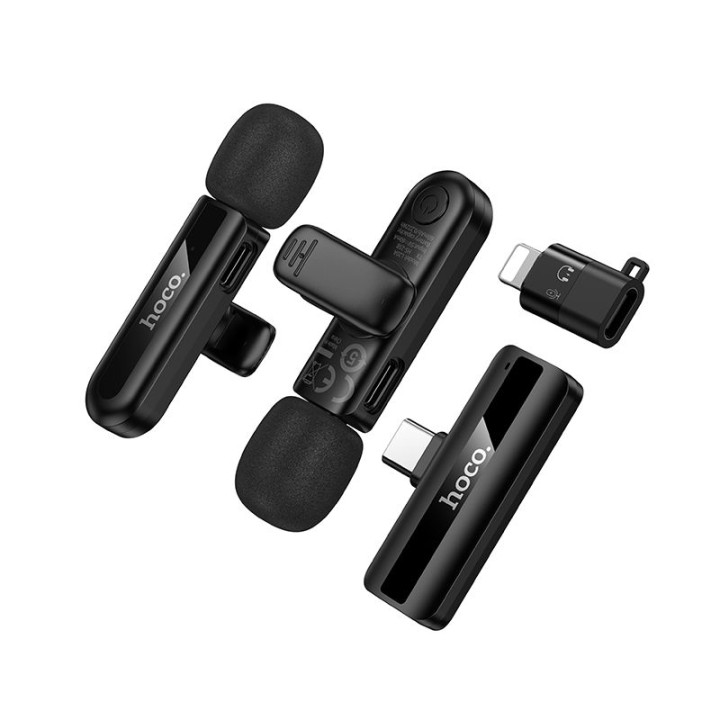 Подвійний бездротовий мікрофон Lightning / USB C Hoco L20A чорний