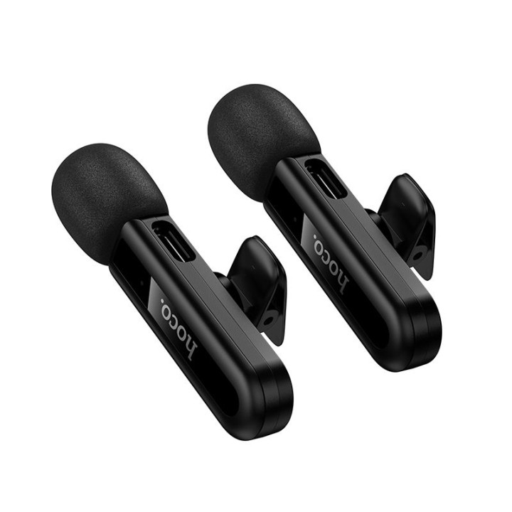 Dual wireless microphone Lightning / USB C Hoco L20A black
