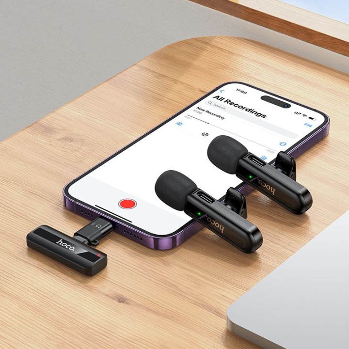 Подвійний бездротовий мікрофон Lightning / USB C Hoco L20A чорний