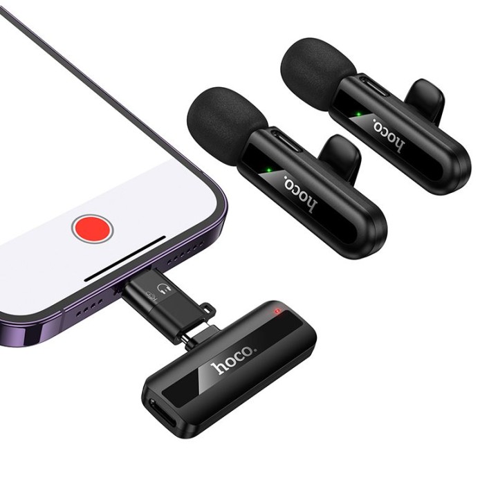 Подвійний бездротовий мікрофон Lightning / USB C Hoco L20A чорний