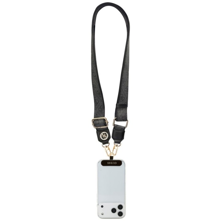 GUESS universal strap GUUCNP4DGMK (4G PU Strap Tether Patch Strass Metal Logo) black