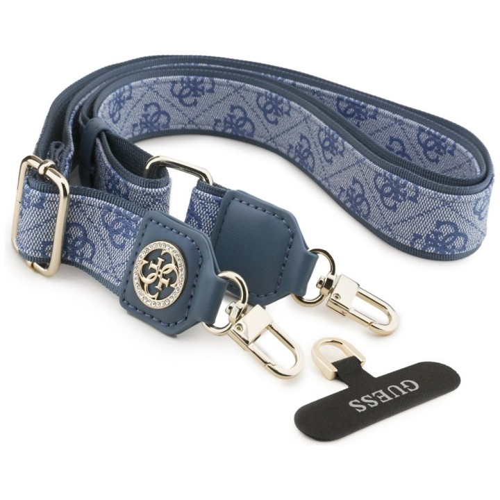 GUESS uniwesalny pasek GUUCNP4DGMB (4G PU Strap Tether Patch Strass Metal Logo) niebieski
