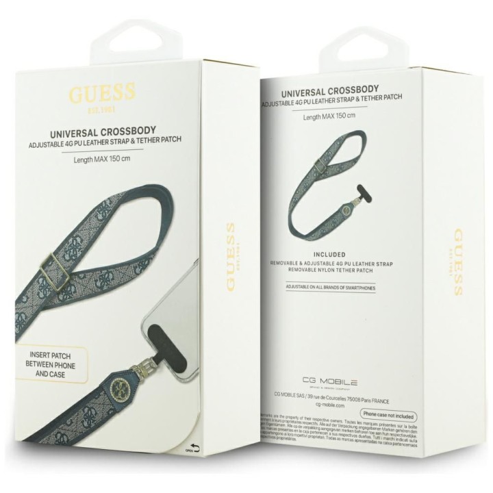 GUESS универсальный ремешок GUUCNP4DGMB (4G PU Strap Tether Patch Strass Metal Logo) синий