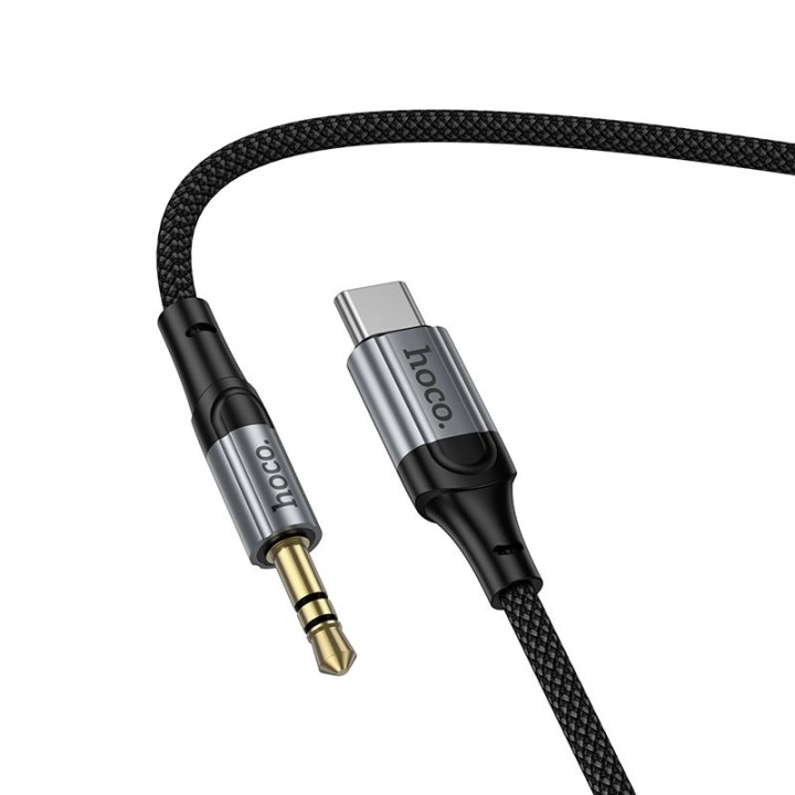 Kabel AUX Jack 3,5 mm do USB C Hoco 1,5 m UPA33B czarny