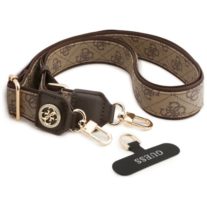 GUESS універсальний ремінець GUUCNP4DGMW (4G PU Strap Tether Patch Strass Metal Logo) коричневий