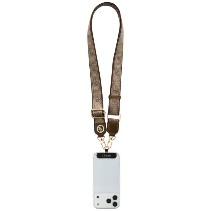 GUESS uniwesalny pasek GUUCNP4DGMW (4G PU Strap Tether Patch Strass Metal Logo) brązowy