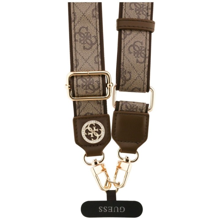 GUESS uniwesalny pasek GUUCNP4DGMW (4G PU Strap Tether Patch Strass Metal Logo) brązowy