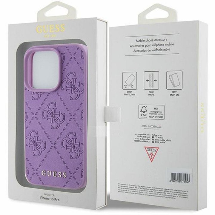 GUESS case for IPHONE 15 Pro Max GUHCP15XP4EPMU (Quilted 4G Classic) light violet