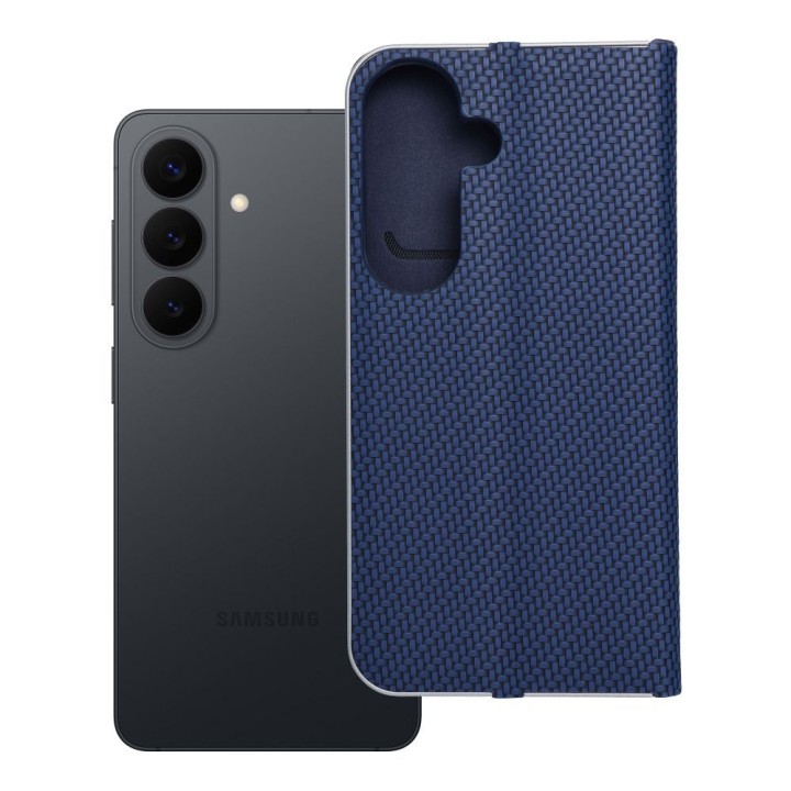 Чехол с клапаном для Samsung S26 Luna Book Carbon синий