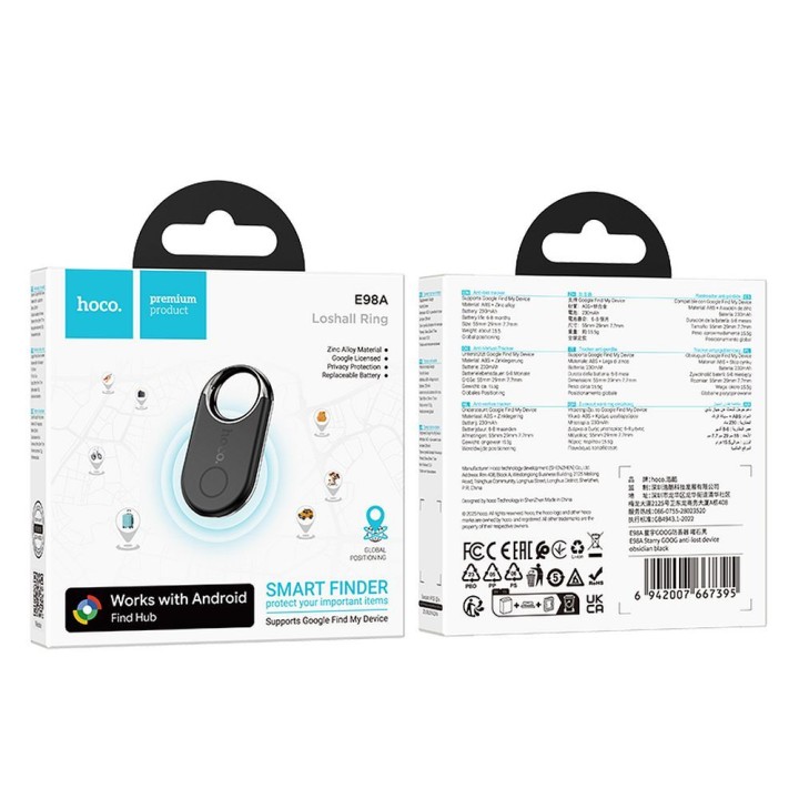 Tracker compatible with Google Find My Device Hoco E98A black