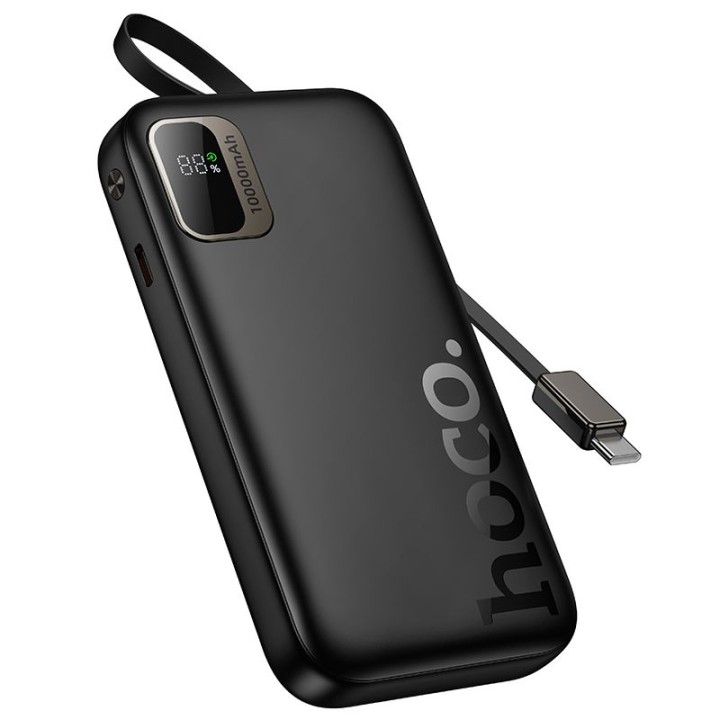 Power bank Hoco 10000 mAh QC PD 20W with retractable cable USB C Q51 black