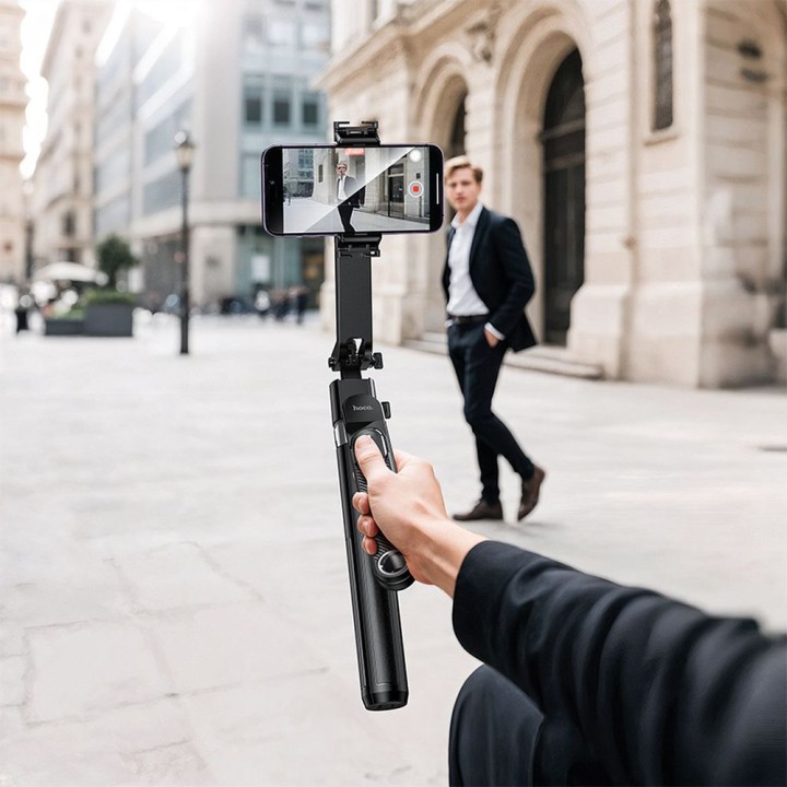 Selfie stick Hoco tripod with wireless remote control rotating 360 degrees with automatic face tracking K32 black