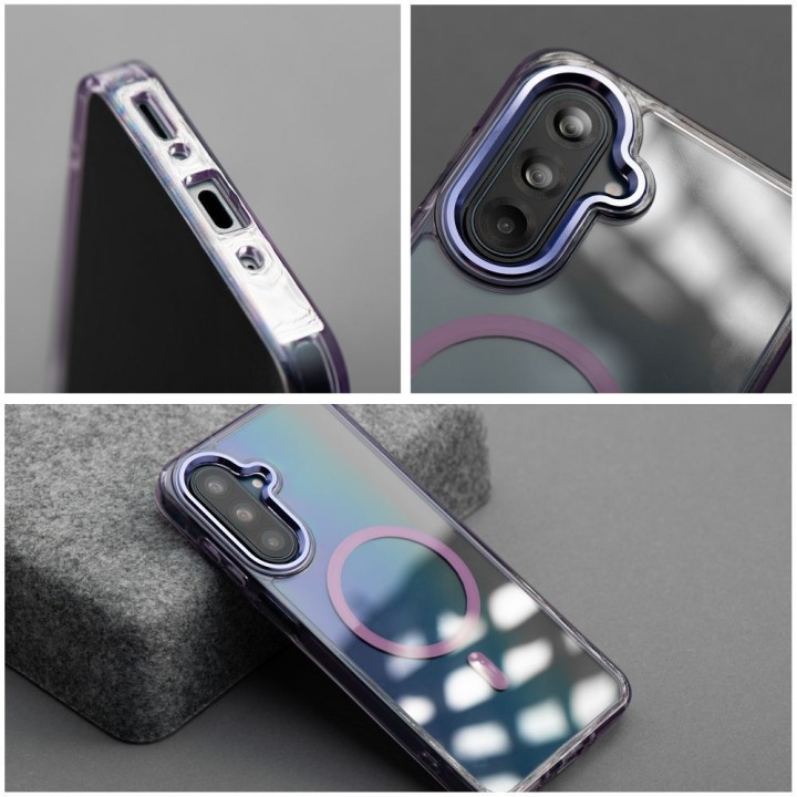 Etui na Samsung S26 Frame Clear Hybrid Mag Cover zgodny z MagSafe fioletowe