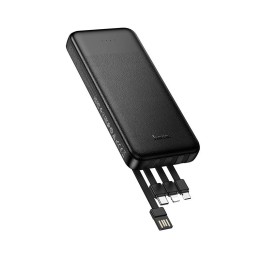 Повербанк Hoco 10000 mAh 2A с четырьмя встроенными кабелями USB A + USB C+ Lightning + Micro USB J163 черный