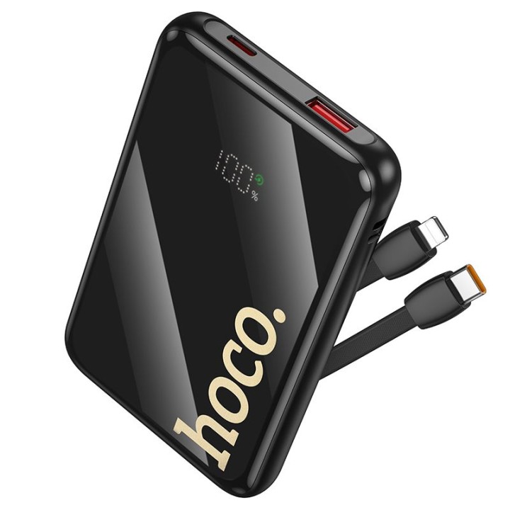 Power bank Hoco 10000 mAh QC PD 22,5W with built-in cables USB C + Lightning Q37 black
