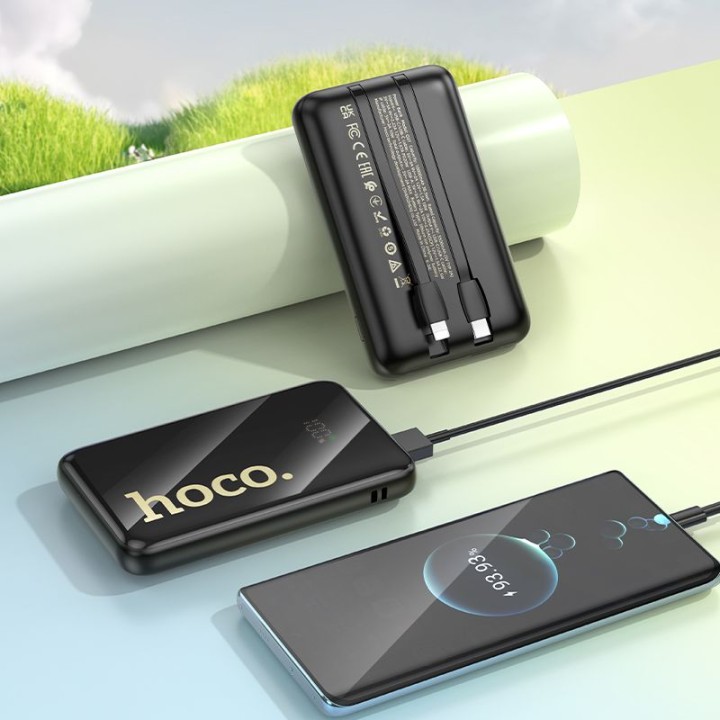 Power bank Hoco 10000 mAh QC PD 22,5W with built-in cables USB C + Lightning Q37 black