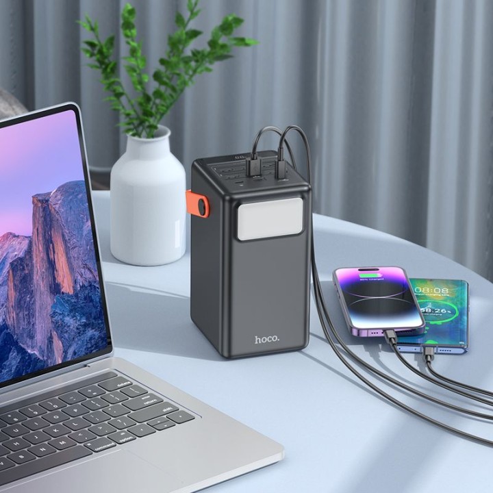Повербанк Hoco 100000 mAh QC PD 2,4A 22,5W з вбудованою ліхтариком J142 чорний