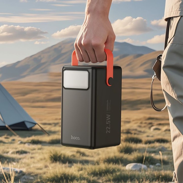 Powerbank Hoco 100000 mAh QC PD 2,4A 22,5W z wbudowaną latarką J142 black