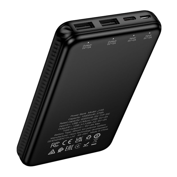 Повербанк Hoco 10000 mAh 2A J165 черный