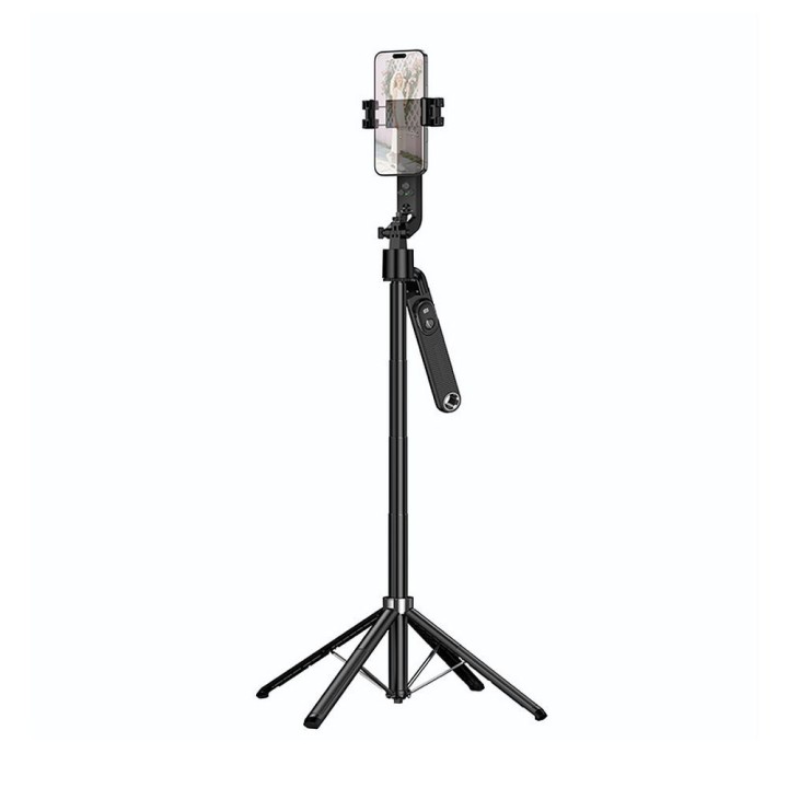 Selfie stick Hoco tripod with wireless remote control rotating 360 degrees with automatic face tracking K32 black