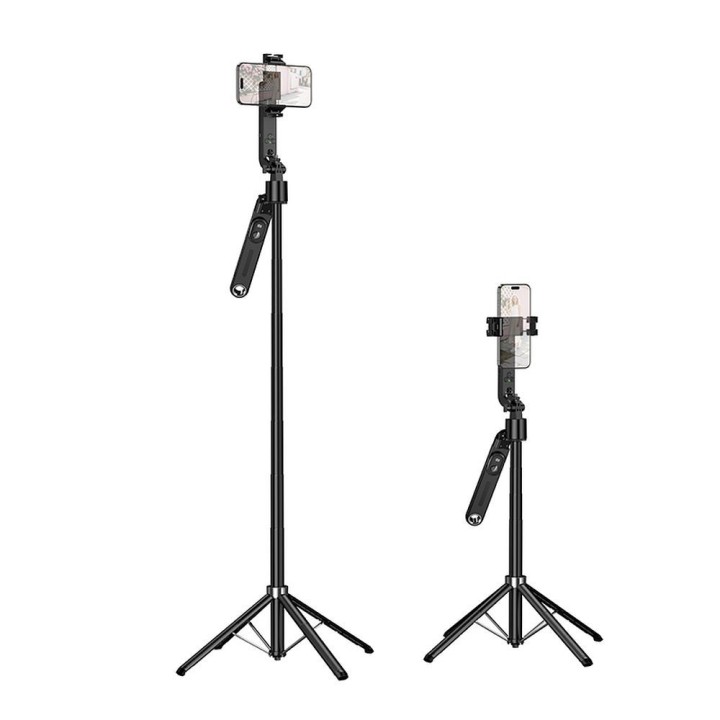 Selfie stick Hoco tripod z pilotem bezprzewodowym obrotowy 360 stopni z automatycznym śledzeniem twarzy K32 czarny