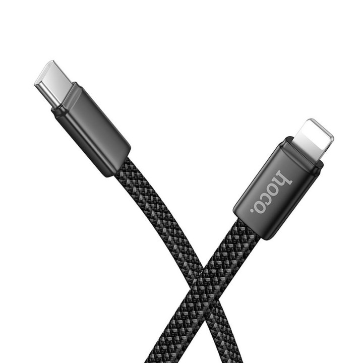 Кабель USB-C – Lightning Hoco PD 30W плоский 1 m X125 черный