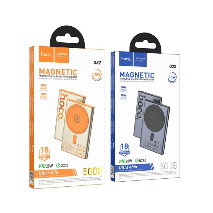 Повербанк совместимый с MagSafe Hoco 5000 mAh QC PD 20W Q32 серый