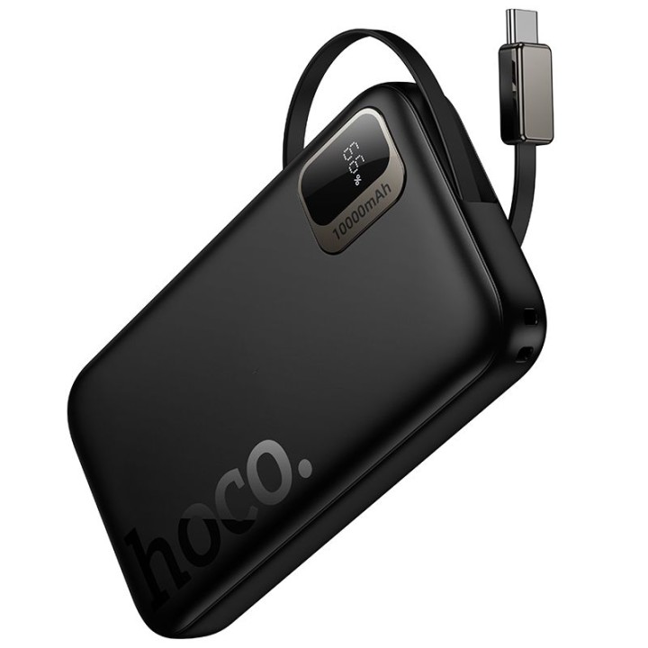 Power bank Hoco 10000 mAh QC PD 20W with retractable cable USB C Q51 black
