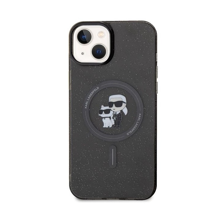 KARL LAGERFELD futerał do IPHONE 15 KLHMP15SHGKCNOK (Glitter + MAG) czarny