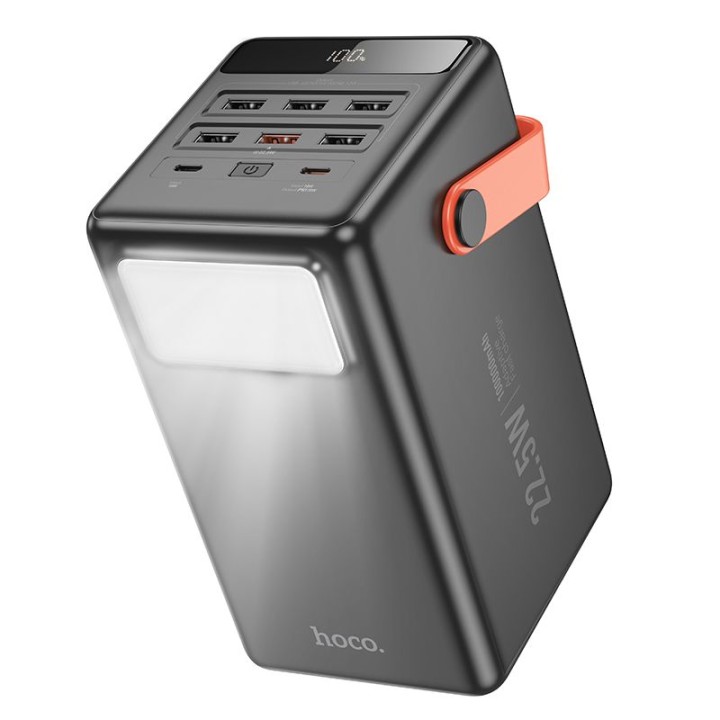 Повербанк Hoco 100000 mAh QC PD 2,4A 22,5W со встроенной фонариком J142 черный