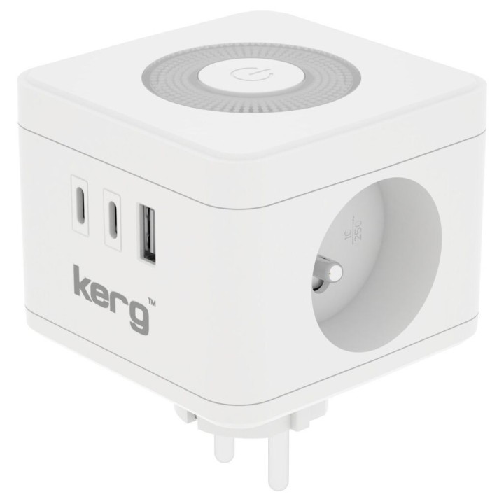 KERG power cube 2-outlet + charger USB-A+USB-C + lamp LED 16A/250V~ Smart white