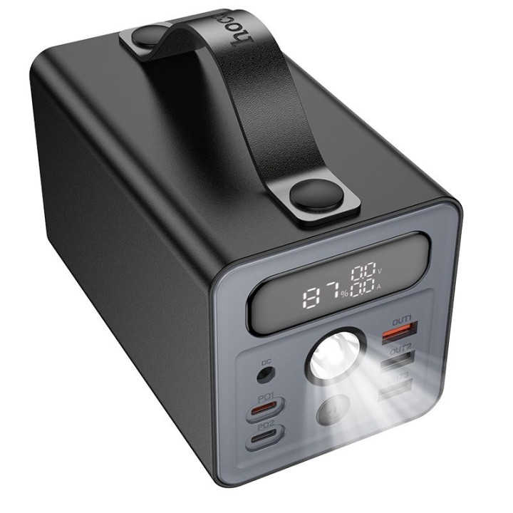 Power bank Hoco 60000 mAh QC PD 3A 22,5W DC12V with built-in flashlight J138 black