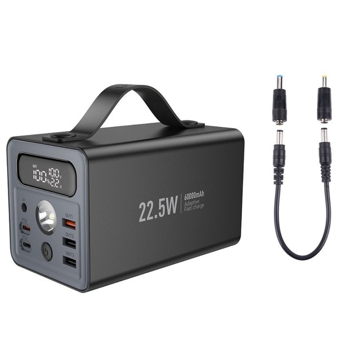 Power bank Hoco 60000 mAh QC PD 3A 22,5W DC12V with built-in flashlight J138 black