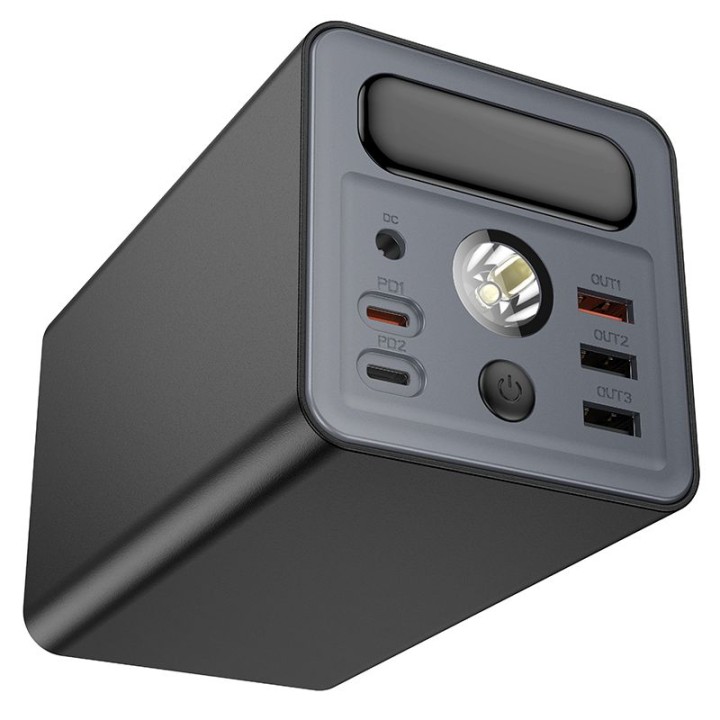 Power bank Hoco 60000 mAh QC PD 3A 22,5W DC12V with built-in flashlight J138 black