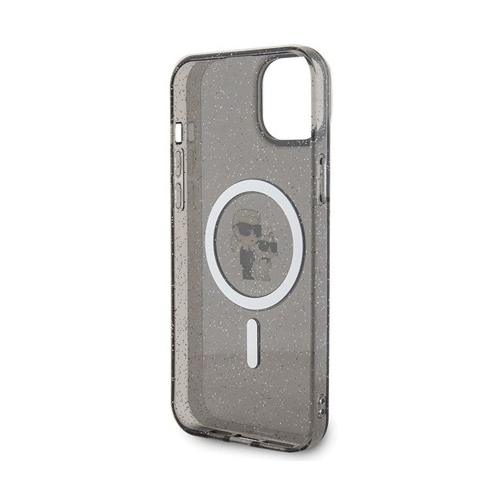 KARL LAGERFELD futerał do IPHONE 15 KLHMP15SHGKCNOK (Glitter + MAG) czarny