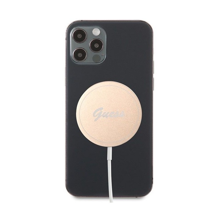 Беспроводное зарядное устройство Guess совместимое с MagSafe 15W GUCBMSLRD золотое