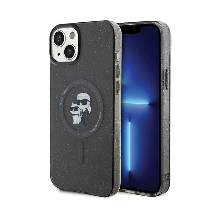 KARL LAGERFELD чехол для IPHONE 15 KLHMP15SHGKCNOK (Glitter + MAG) черный
