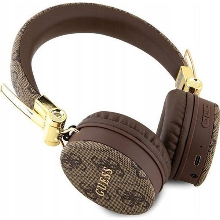 Бездротові накладні навушники Guess Metal Logo GUBH704GEMW коричневі