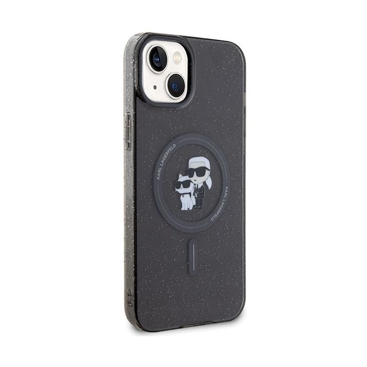 KARL LAGERFELD futerał do IPHONE 15 KLHMP15SHGKCNOK (Glitter + MAG) czarny