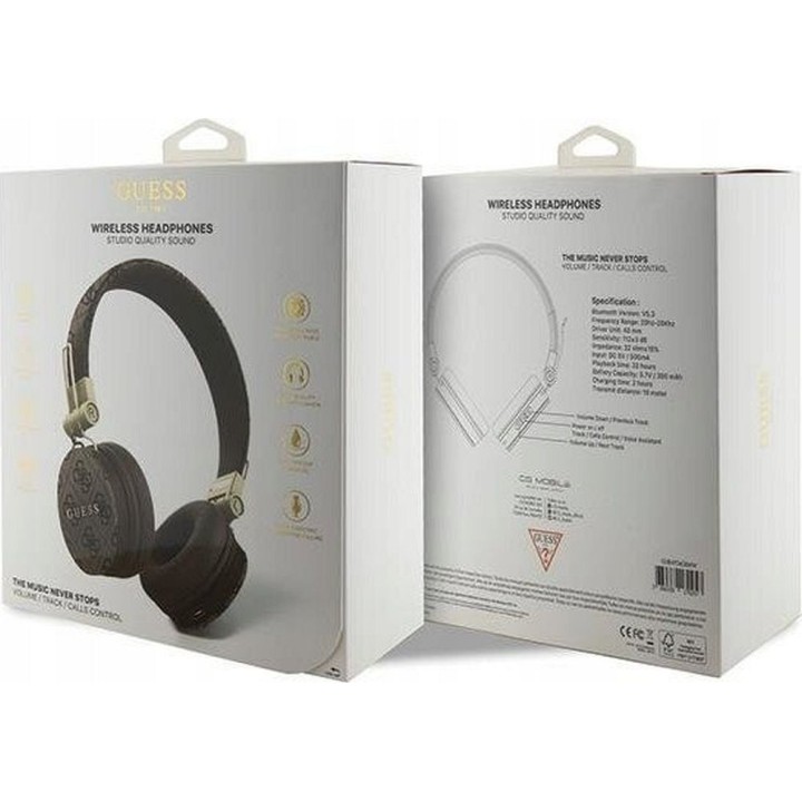 Wireless on-ear headphones Guess Metal Logo GUBH704GEMW brown