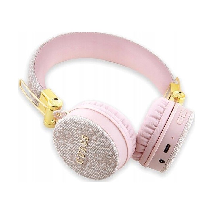 Беспроводные накладные наушники Guess Metal Logo GUBH704GEMP розовые