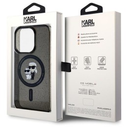 KARL LAGERFELD futerał do IPHONE 15 Pro KLHMP15LHGKCNOK (Glitter + MAG) czarny