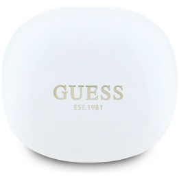 Słuchawki bezprzewodowe douszne Guess TWS Flat Classic Logo Electroplated białe