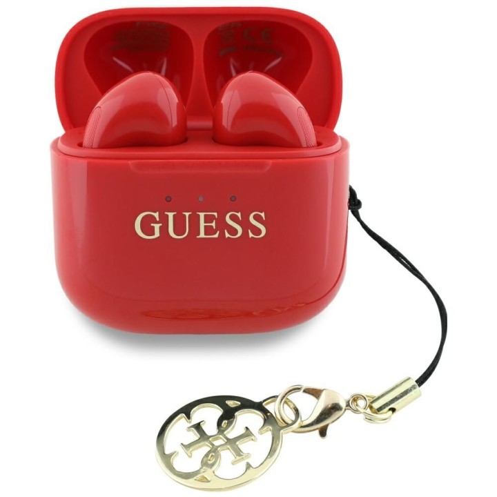 Słuchawki bezprzewodowe douszne Guess TWS Effect Printed Classic Logo & Charm czerwone