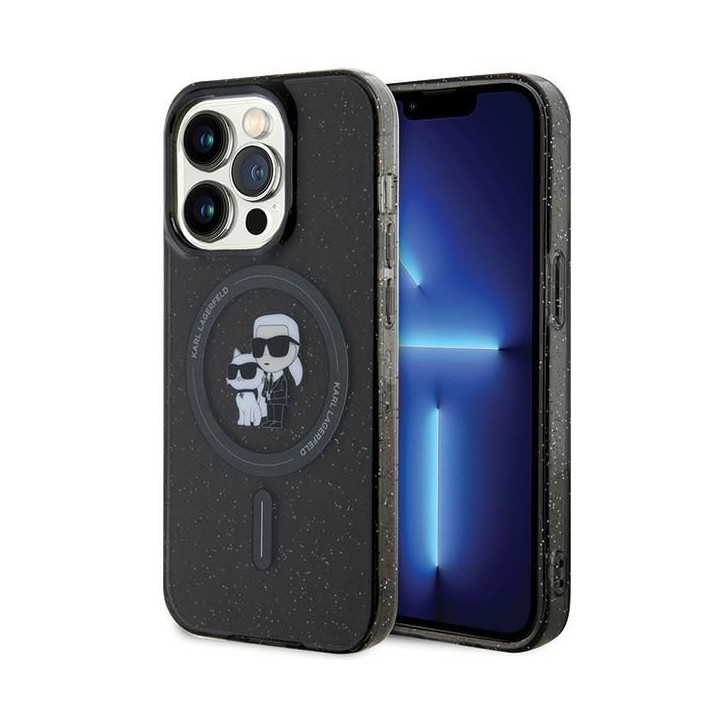 KARL LAGERFELD case for IPHONE 15 Pro KLHMP15LHGKCNOK (Glitter + MAG) black