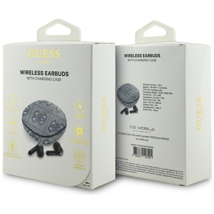 Wireless in-ear headphones Guess TWS ENC 4G Classic Metal Logo blue