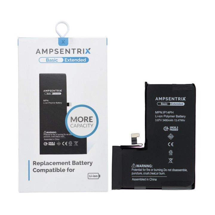 AmpSentrix Basic акумулятор для iPhone 14 Pro (підвищена ємність 3480 mAh)