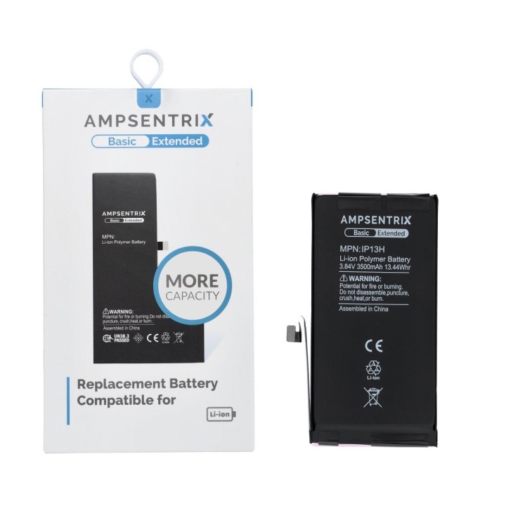 AmpSentrix Basic аккумулятор для iPhone 13 (повышенная емкость 3500 mAh)
